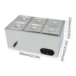 bain marie 6 container stainless steel commercial food warmer, silver, for catering and restaurants - Image 2