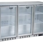 bar cooler three doors stainless steel
