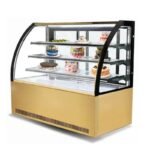 cake display chiller 150 cm curve gold color 2 shelf - Image 2