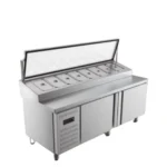 stainless steel salad preparation chiller with bain marie fan cooling 1.8 meter